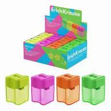 Точилка пластиковая ErichKrause Wave Duo, Neon, с контейнером, ассорти 60057 