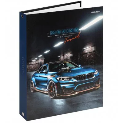 Тетрадь КЛЕТКА 80л. СИНИЙ АВТОМОБИЛЬ - 8 (80-1554), на кольцах, глянцевая ламинац, лен 80-1554