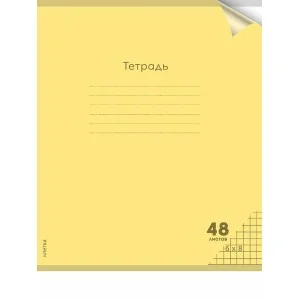 Тетрадь КЛЕТКА 48л. цвет.пласт.обл. plastic cover ПАСТЕЛЬ YELLOW 1 дизайн 48-1349