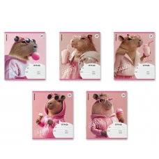 Тетрадь школьная ученическая ErichKrause CapyBarbara, 24 листа, клетка, выборочный УФ-лак