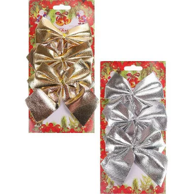 Новогоднее украшение. Набор ёлочных бантов, 3 шт "Торжество", в ассортименте, 11*14 см НУ-2284