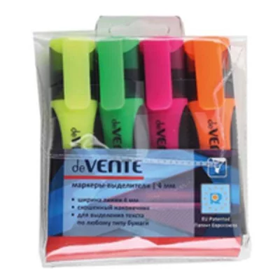 Маркеры в наборе текстовыделители 04цв корпус плоский 1-4мм (ж/з/о/р) е/п DEVENTE 5045329 299720