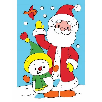 Холст мини 10х15 см по номерам. Дед Мороз и Снеговичок (Арт. Х-5911)