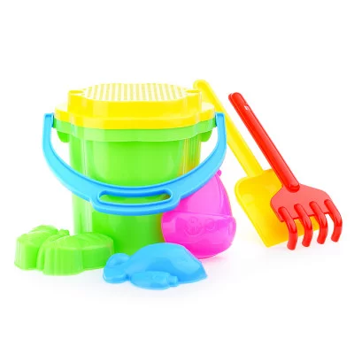 Песочный набор № 127 (ведро 1,5 л, сито, совок 21 см, грабли 20см, 3 формочки) 1827