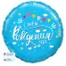 Шар (18\'\'/46 см) Круг, С Днем Рождения, тебя (облака), Голубой, 1 шт. в уп. 13271