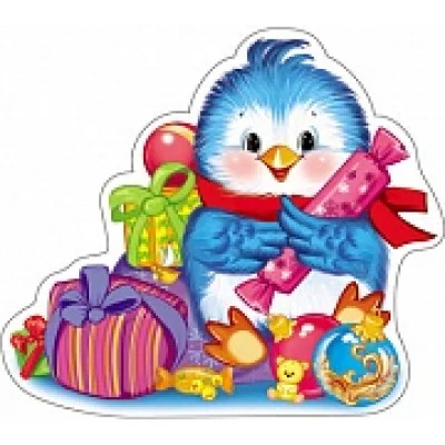 ФМ-10860 Плакат вырубной А4. Птичка с новогодними подарками (с блестками в лаке) / (серия) Сфера (о) С Новым годом