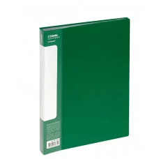 Папка со 100 вкладышами СТАММ "Стандарт" А4, 30мм, 800мкм, пластик, зеленая 355321