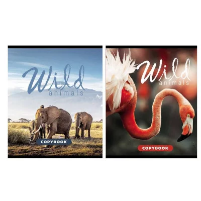 Тетрадь 96 л. А5 кл. скреп. офс.№2 Creativiki ДИКИЕ ЖИВОТНЫЕ мел. карт., ВД-лак, эконом 260438