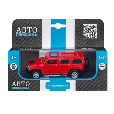 ТМ "Автопанорама" Машинка металлическая 1:43  Hummer H3, красный, откр. двери, инерция, в/к 17,5*12,5*6,5 см JB1251269