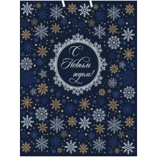 Dream cards Пакет подарочный с мат.лам.и тис.фол.26х32х10см(L)Снежная россыпь,190г(соб.раз.)ПКП-6680