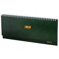 Планинг датированный 2026 300х130 мм, STAFF, гребень, обложка бумвинил, 64 л., зеленый, 117361