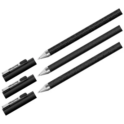 Ручка шариковая Berlingo "DoubleBlack" синяя, 0,7мм, игольчатый стержень 319389