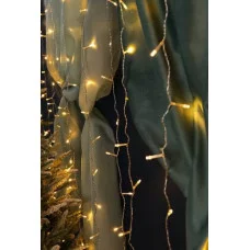 Гирлянда Занавес 1 8х1,8 м прозрачная нить 144 лампы тёплый белый свет 8 режимов ГЗ-0008