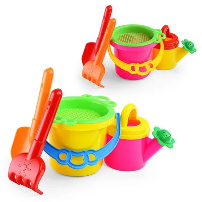 Песочный набор № 155 (ведро 0,8 л , сито,  совок 19 см, грабли 19см, лейка 0,4л) 1855