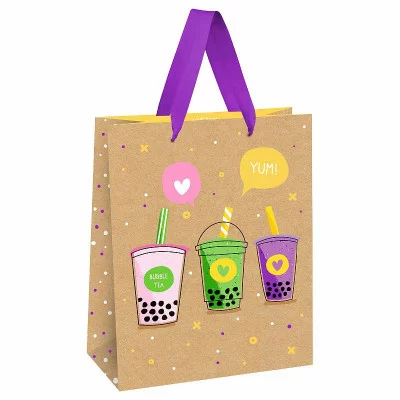 Пакет подарочный 1шт 18*23*10см MESHU "Cocktail", выборочный лак, крафт 354559