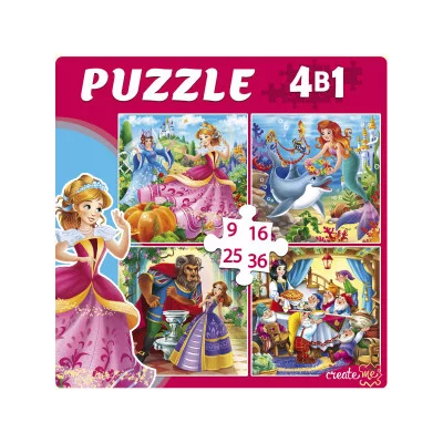 Пазлы 4в1 \'Любимые принцессы\' 9*16*25*36 элементов П-6768