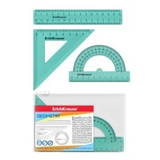 Набор геометрический малый пластиковый Pastel Mint, мятный, в zip-пакете 57927