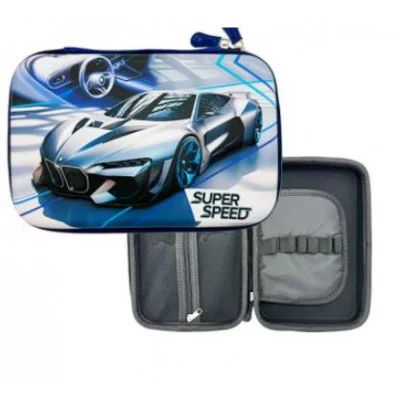 Пенал 1 отд. DF-131 "Спорткар" 21*15*4см, EVA и текстиль, синий с объемным рисунком, с 1 створкой, в пакете 330962