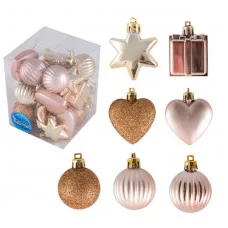 Набор елочных украшений "Ассорти" (24шт) цвет розовый 007441 8\5612