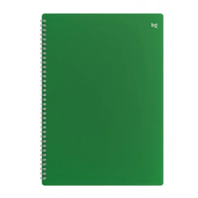 Тетрадь 80л., А4 клетка на гребне BG "Base", пластиковая обложка, зеленый 378839