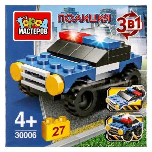 Конструктор ПОЛИЦЕЙСКИЙ машина 3в1, 27 дет. Город мастеров 336130