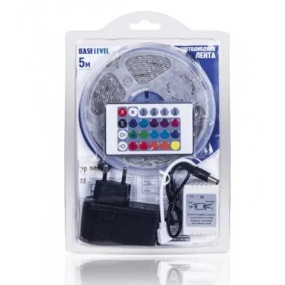 Комплект светодиодной ленты Base-level (5 м, RGB, 2835, адаптер с трансформ., пульт) BL2203-2835RGB-2