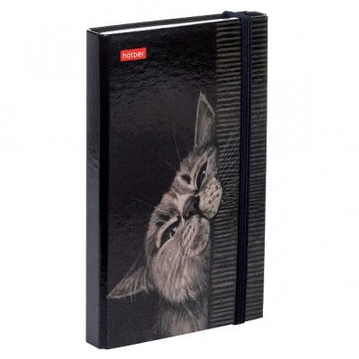 Записная книжка 80-50л А6ф с твердой обложкой клапаном на резинке гребне -Мур-Мяу- 80-50ЗКт6Вгр_32861
