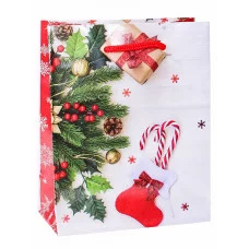 Пакет подарочный с глянцевой ламинацией 22x31x10 см (ML) Подарки под ёлочку, 157 г ПКП-6132