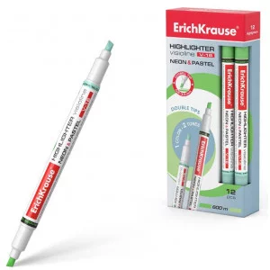 Двухсторонний текстмаркер ErichKrause Visioline V-16 Neon+Pastel цвет чернил зеленый 56016