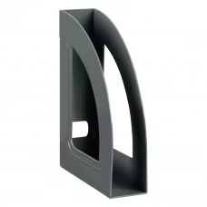 Лоток для бумаг вертикальный СТАММ "Респект", серый, ширина 70мм 351533