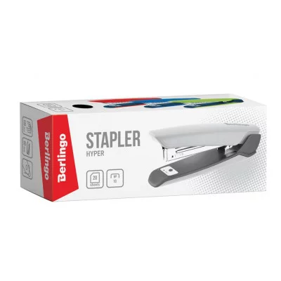 Степлер №10 Berlingo "Hyper" до 20л, 100 скоб, пластиковый корпус, красный 303529