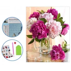 Алмазная мозаика ПИОНЫ, холст 25х30 см (размер выкладки 20х25 см), ОПП-упаковка M-11490