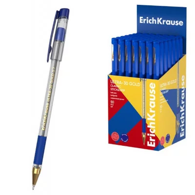 Ручка шариковая ErichKrause ULTRA-30 Gold Stick&Grip Classic 0.7, Super Glide Technology, цвет чернил синий  63112