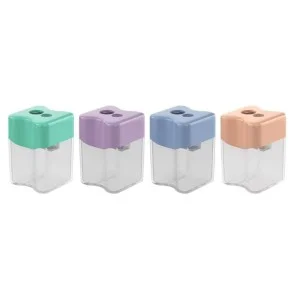 Точилка пластиковая ErichKrause Wave Duo, Pastel Bloom, с контейнером, ассорти  60047