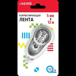 Корректир. лента 5мм х 12м "deVENTE" полупрозрачный корпус с цветной рамкой, белый, фронтальный 4062404