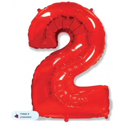 Шар (40\'\'/102 см) Цифра, 2, Красный, 1 шт. в уп. B901762R