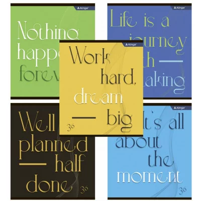 Тетрадь 36 л., А5, клетка, Alingar "Well done", скрепка, офсет,  мелованный картон (стандарт)