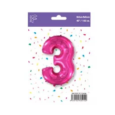 Шар (40\'\'/102 см) Цифра, 3, Фуше, 1 шт. в уп. B901763F