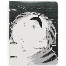 Тетрадь на кольцах А5 100л Обл мелованный картон 500г/м2 глян ламин тиснение фольгой Серебро Бум оф 60г/м2 Квад корешок Клетка