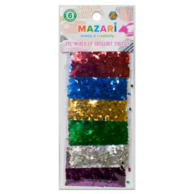 Набор блёсток M-4335 декоративных №3, 6 цветов х 3 г, европодвес