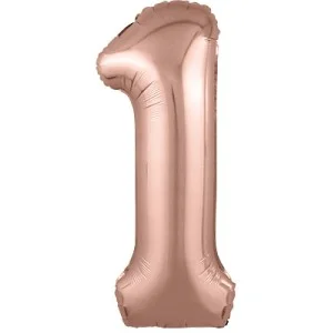 Шар Agura Slim Розовое золото цифра 1 (40\'\'/102 см) 755457 465-0-099-75545-7