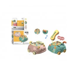 Каталка на веревке "Телефон" Котик (свет,звук) в коробке 215(A-B)