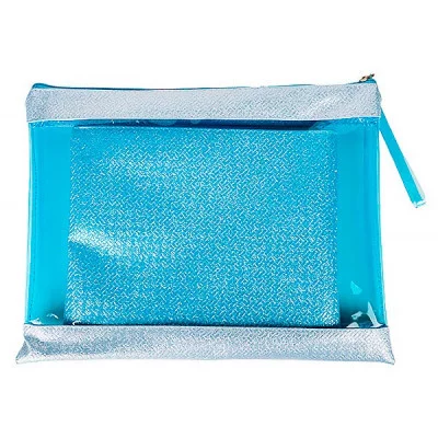 Папка для тетрадей на молнии сверху А4+А5 ГОЛУБАЯ (ПТ-5898) ПВХ ПТ-5898