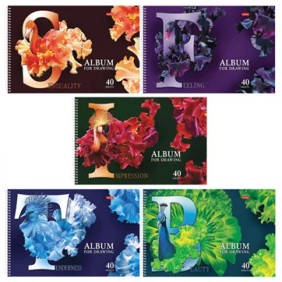 АЛЬБОМ для рисования 40л А4ф перфорация на отрыв спирали Конгрев фольгирование Аль4163