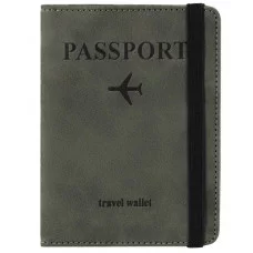 Обложка для паспорта и документов с защитой от считывания, 9 карманов, резинка, экокожа, графитовая, BRAUBERG, 238753