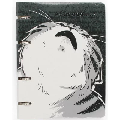 Тетрадь на кольцах А5 100л Обл мелованный картон 500г/м2 глян ламин тиснение фольгой Серебро Бум оф 60г/м2 Квад корешок Клетка