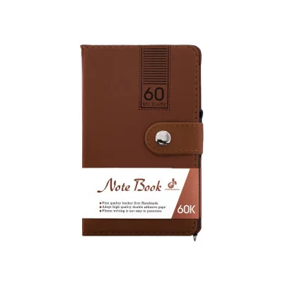 Бизнес-блокнот 9,0 см * 15,0 см, 7БЦ, Alingar, иск. кожа, клапан на кнопке, ручка, 70 л. клетка, коричневый AL11374