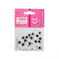 Глазки пришивные подвижные круглые черные d10 30шт DEVENTE 8001303 182127