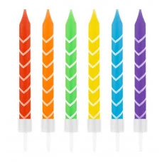 Свечи для торта с держателями MESHU "Bright", ассорти, 8см, 12шт 364815