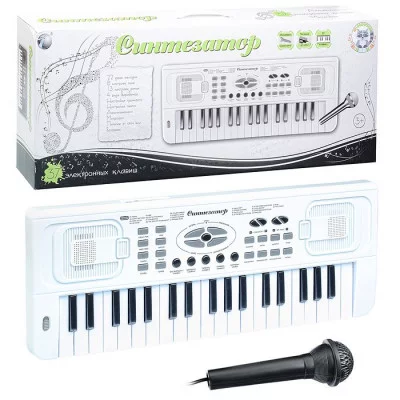 Синтезатор "Супер музыкант" с микрофон, от сети и на батарейках, в коробке HS3716B